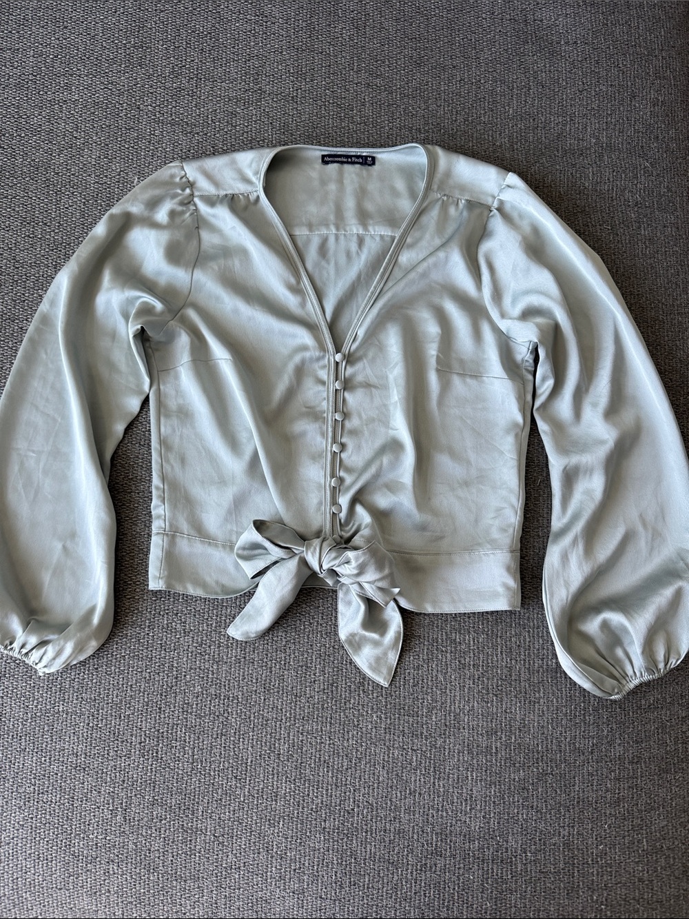 Abercrombie Tie Front Satin Blouse | Size M